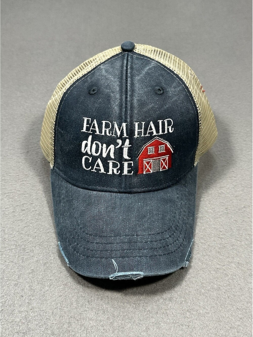 NWT Farm Hair Don’t Care Trucker Hat Adams Snapback Mesh Back Distressed